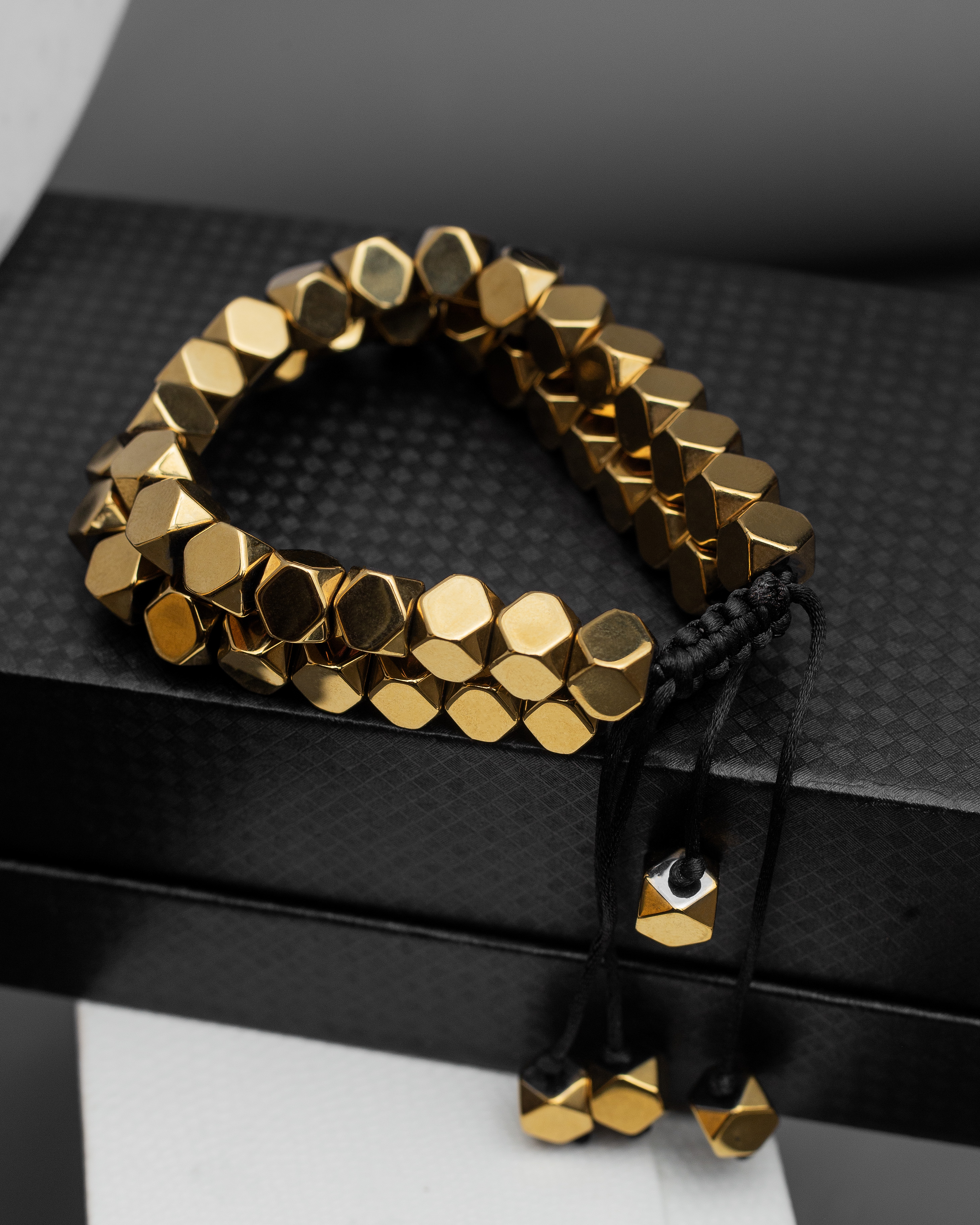 Gold Hex Bead Shamballa Bracelet Image