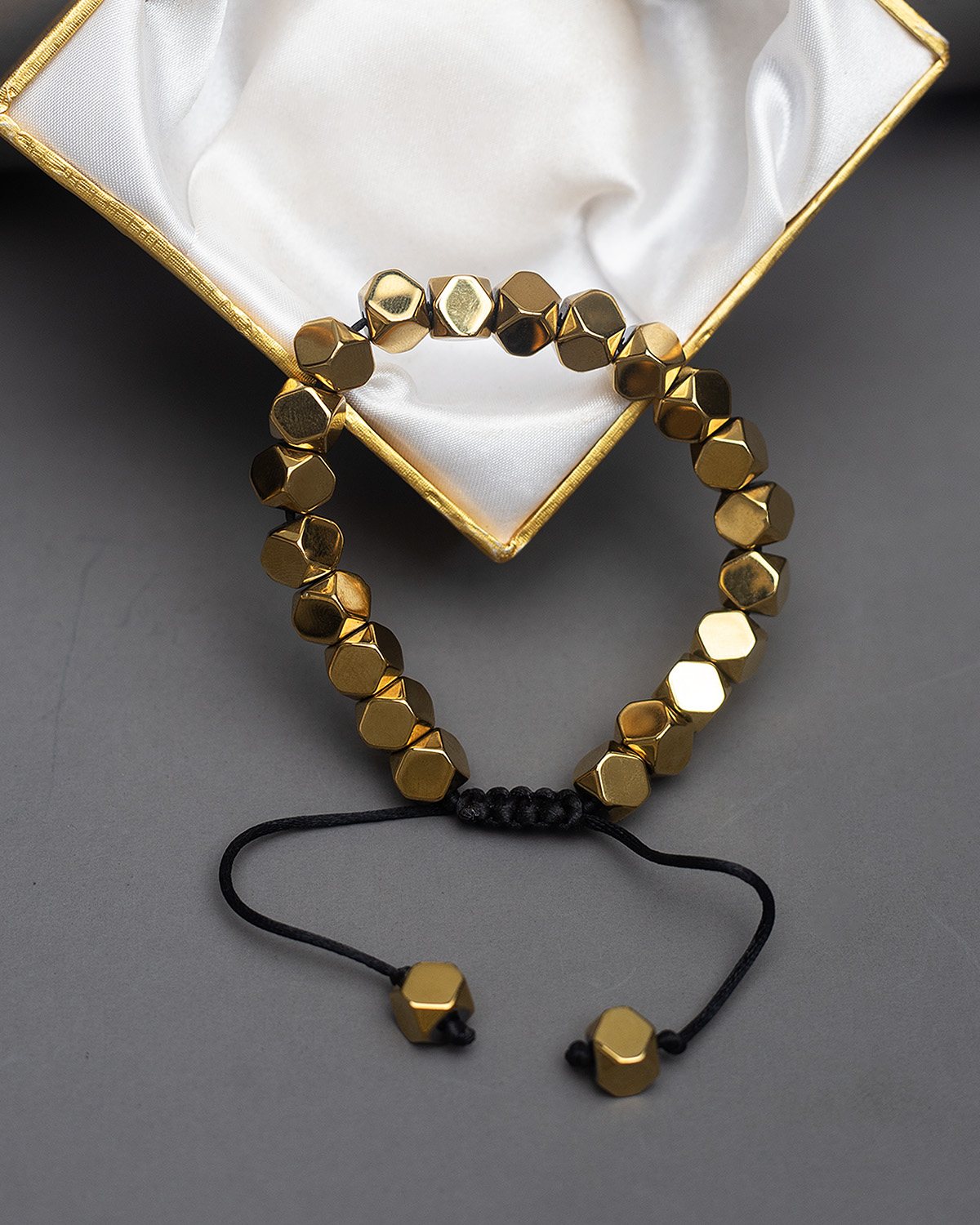 Gold Hex Bead Shamballa Bracelet | Bracelets